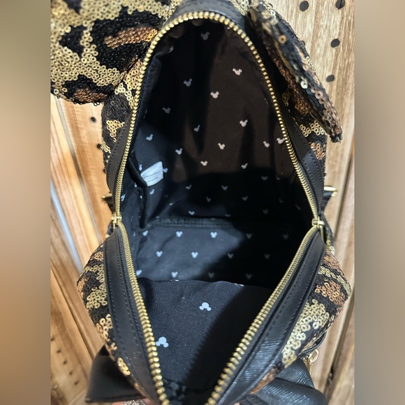 LOUNGEFLY DISNEY PARKS LEOPARD SEQUIN MINI BACKPACK - Picture 11 of 11